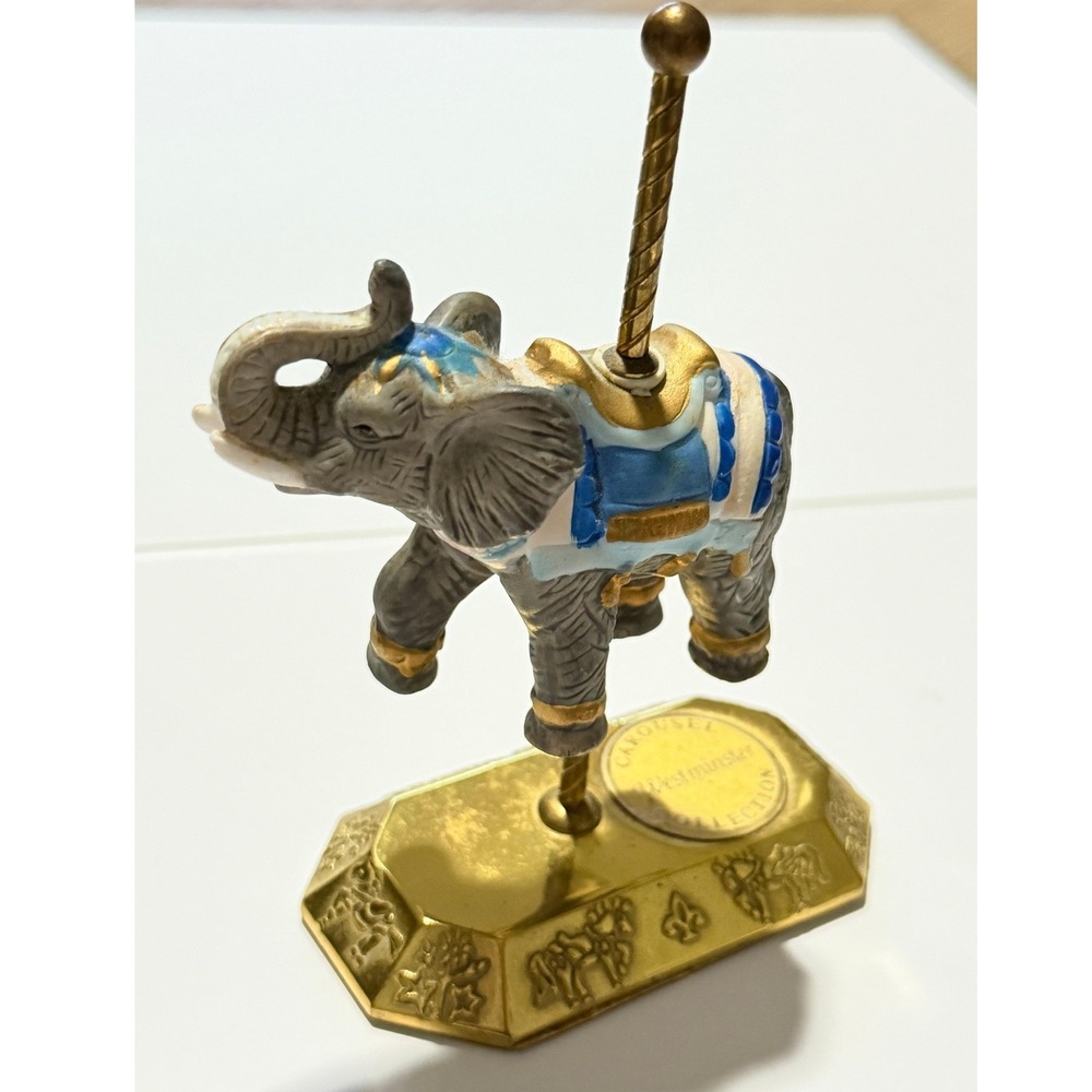 Westminster Collection Carousel Elephant Sz 4" Ceramic Gold Brass Figurine Decor